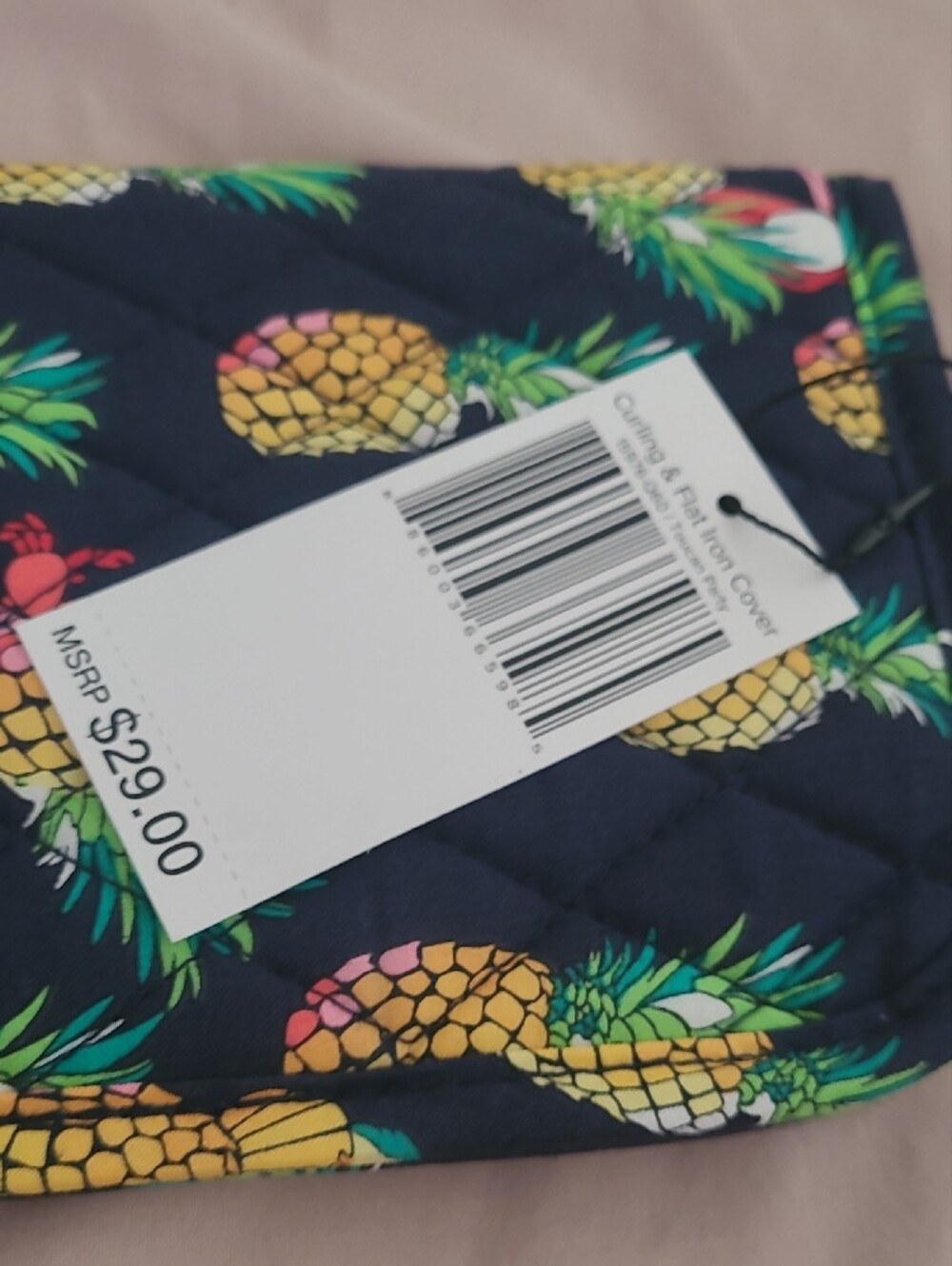 Vera Bradley Quilted Pineapple Print Curling And Flat Iron Cover- Navy - Picture 3 of 8